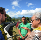 I likhet med de andre stillehavsstatene er Samoa svært utsatt for effekter av klimaendringene. Samoas visestatsminister Fiame Naomi Mataafa forteller om arbeidet med flomsikring langs elven Vaisigano. Foto: Sven Gj. Geruldsen, Det kongelige hoff